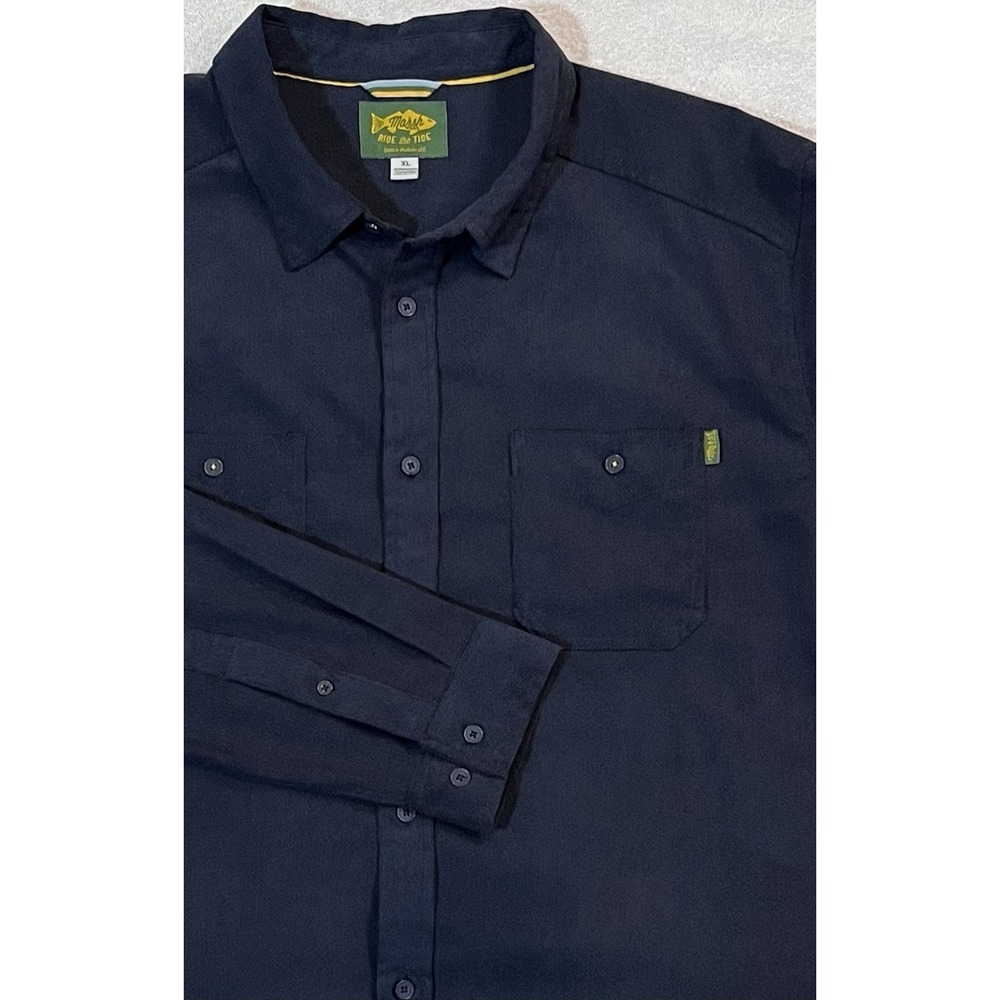 Marsh Wear Shirt Mens XL Black Micro Corduroy Outdoor Fishing Long Sleeve Oxford